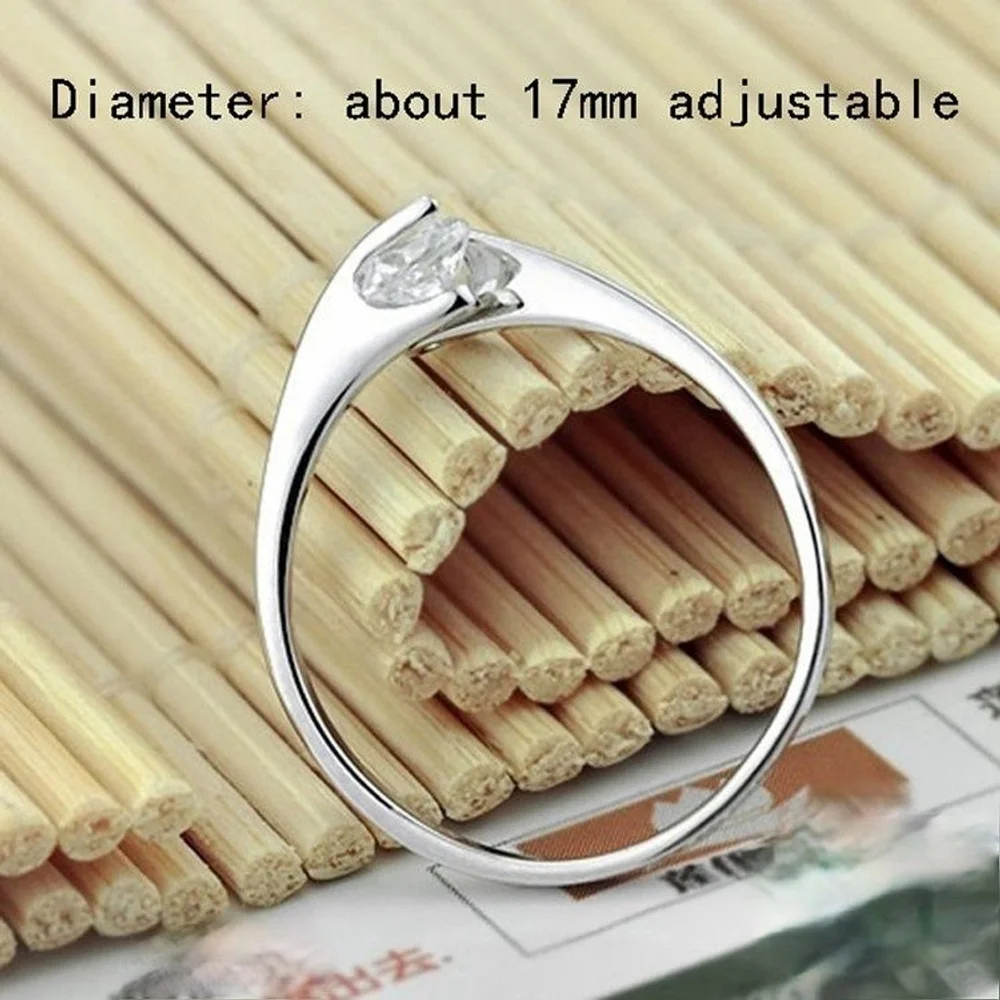 NEW Simulated Diamond Bypass Ring | White Gold Plated Sterling‎ Silver